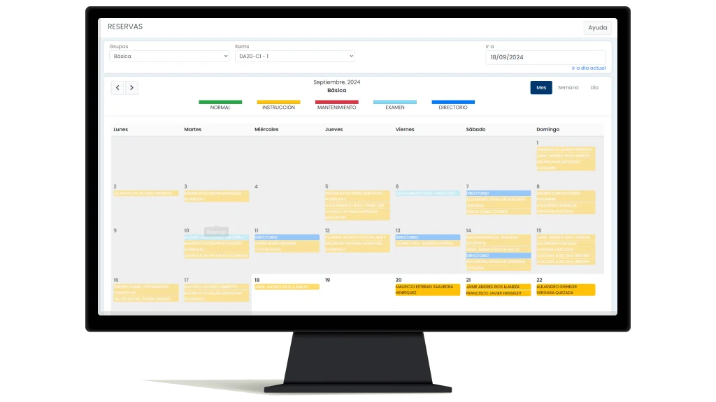 El calendario de reservas